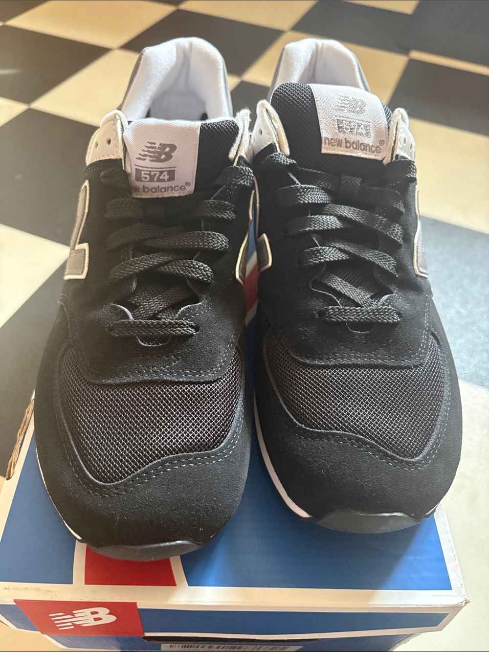 New Balance 574 Black Suede Mesh & Reflective Gray-Size 10 1/2 Rare-NIB - Picture 5 of 8